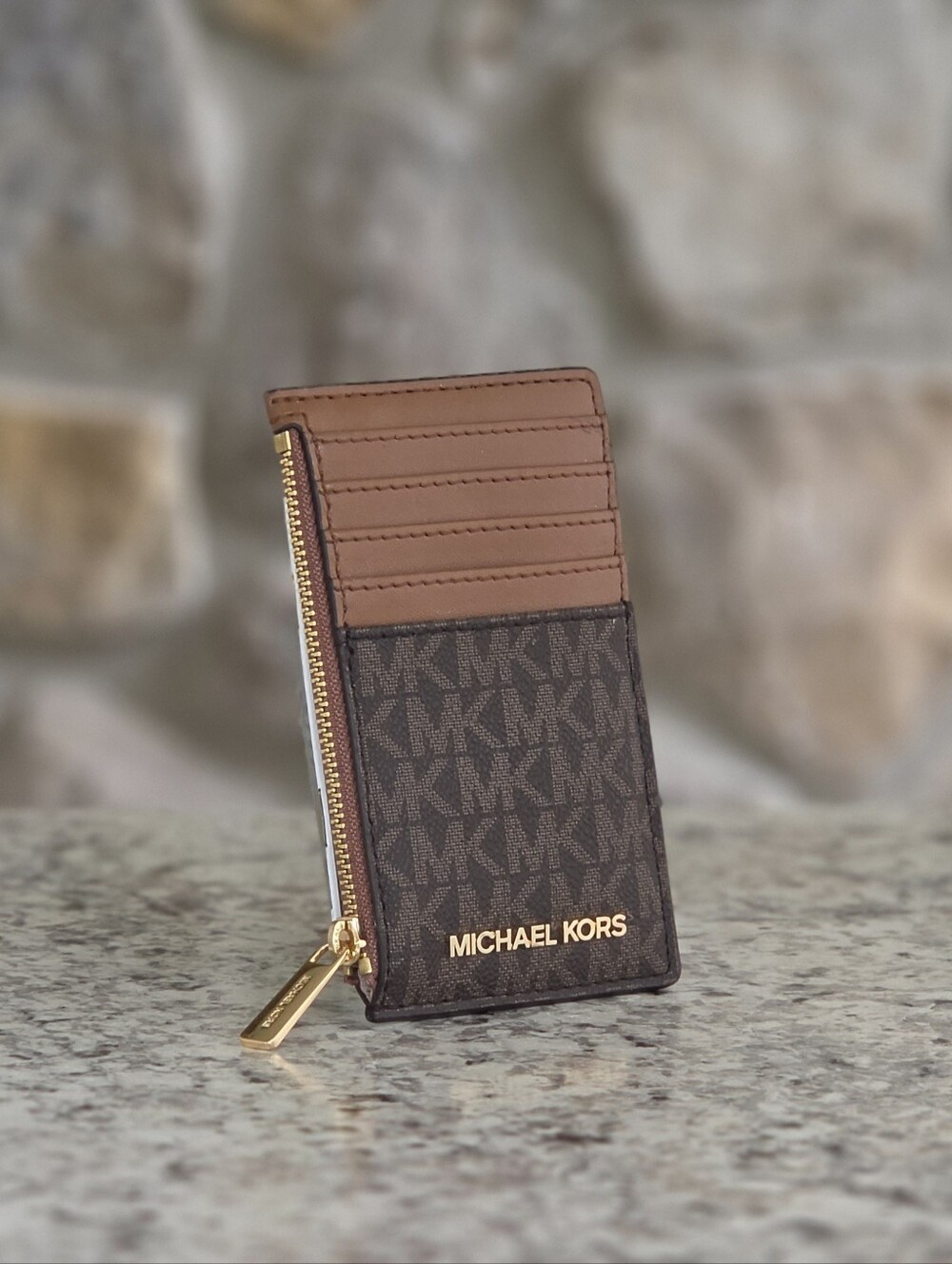 Michael Kors Jet Set Logo Brown Card Case Wallet